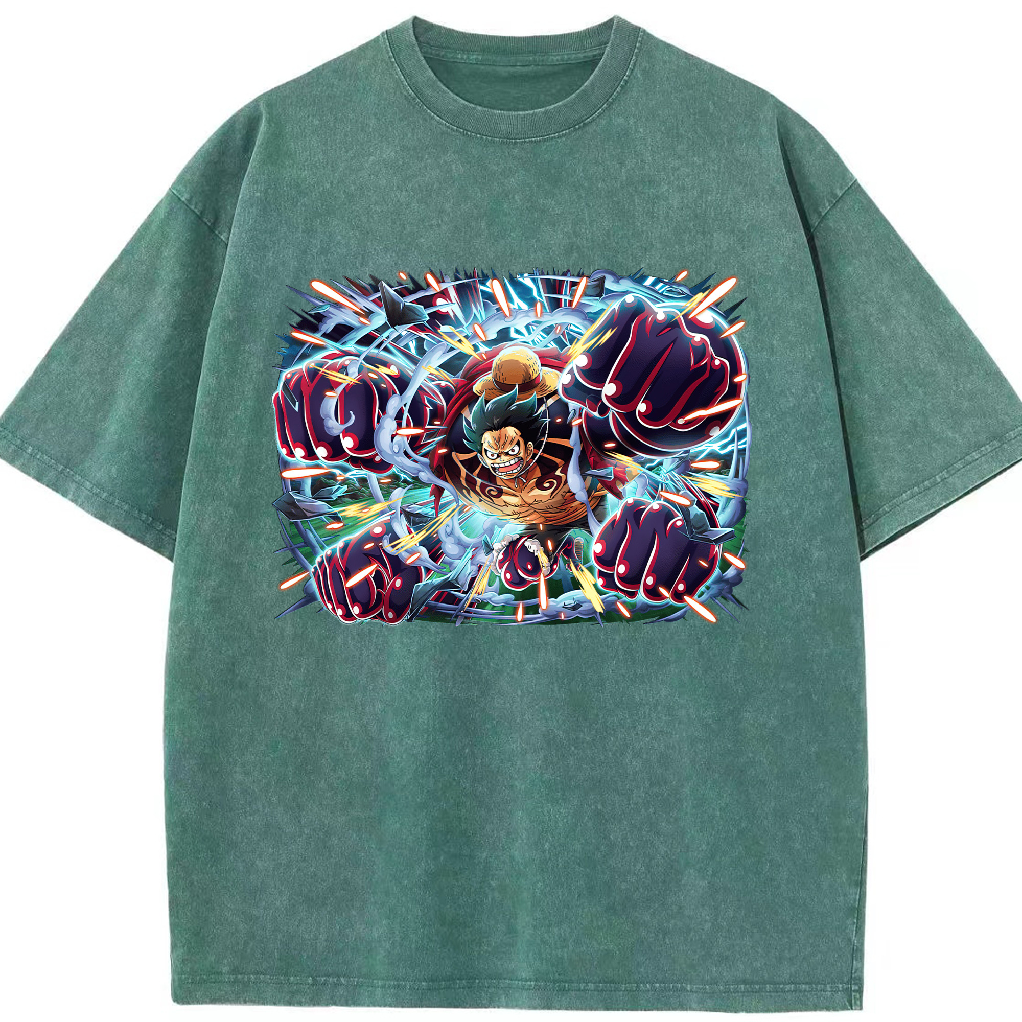 ワンピース モンキー・D・ルフィ ONE PIECE Monkey D. Luffy 綿100% ヴィンテージ風 半袖Tシャツ（フロントプリント）